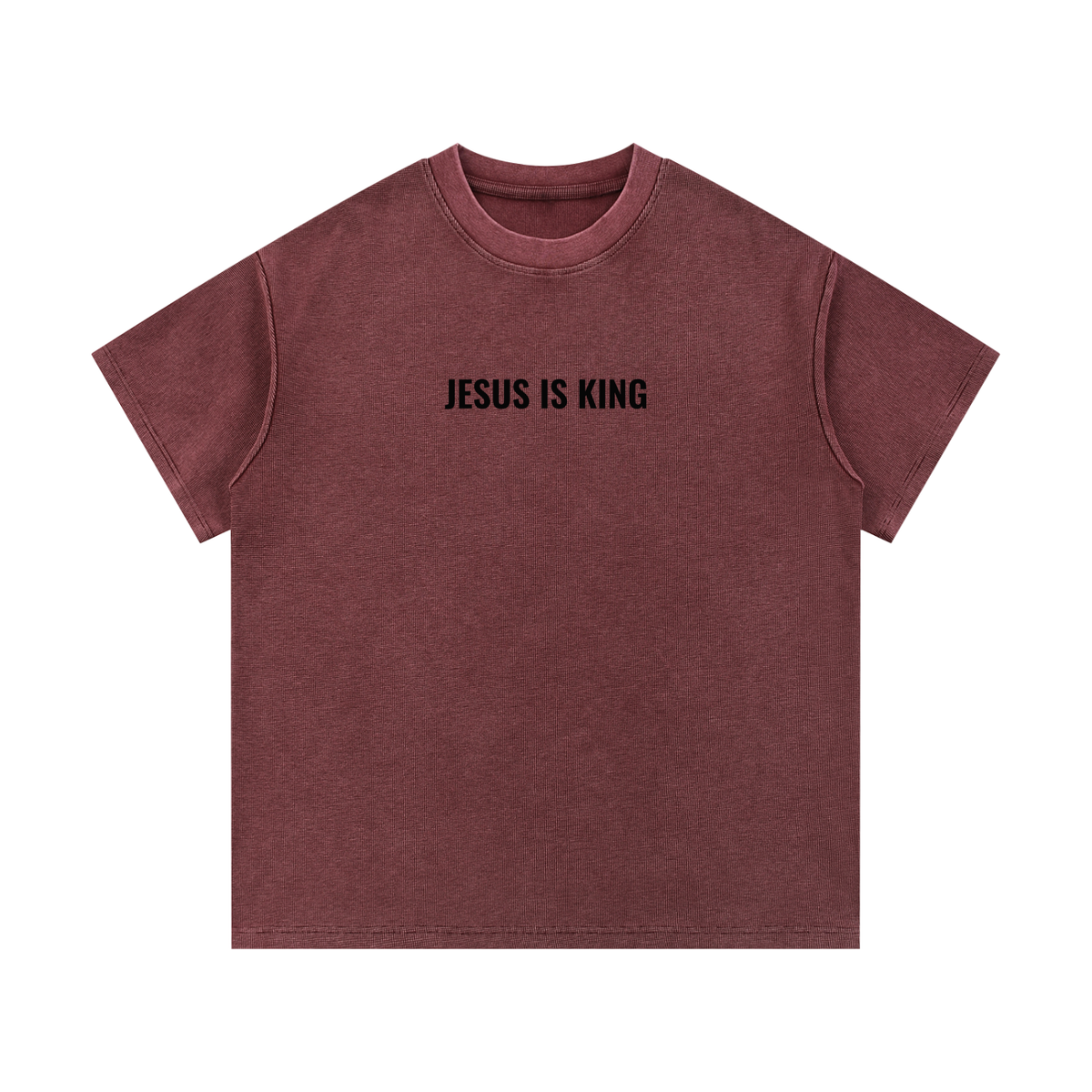 Mineral Washed Waffle Knit Tee- BYST X JESUS IS KING