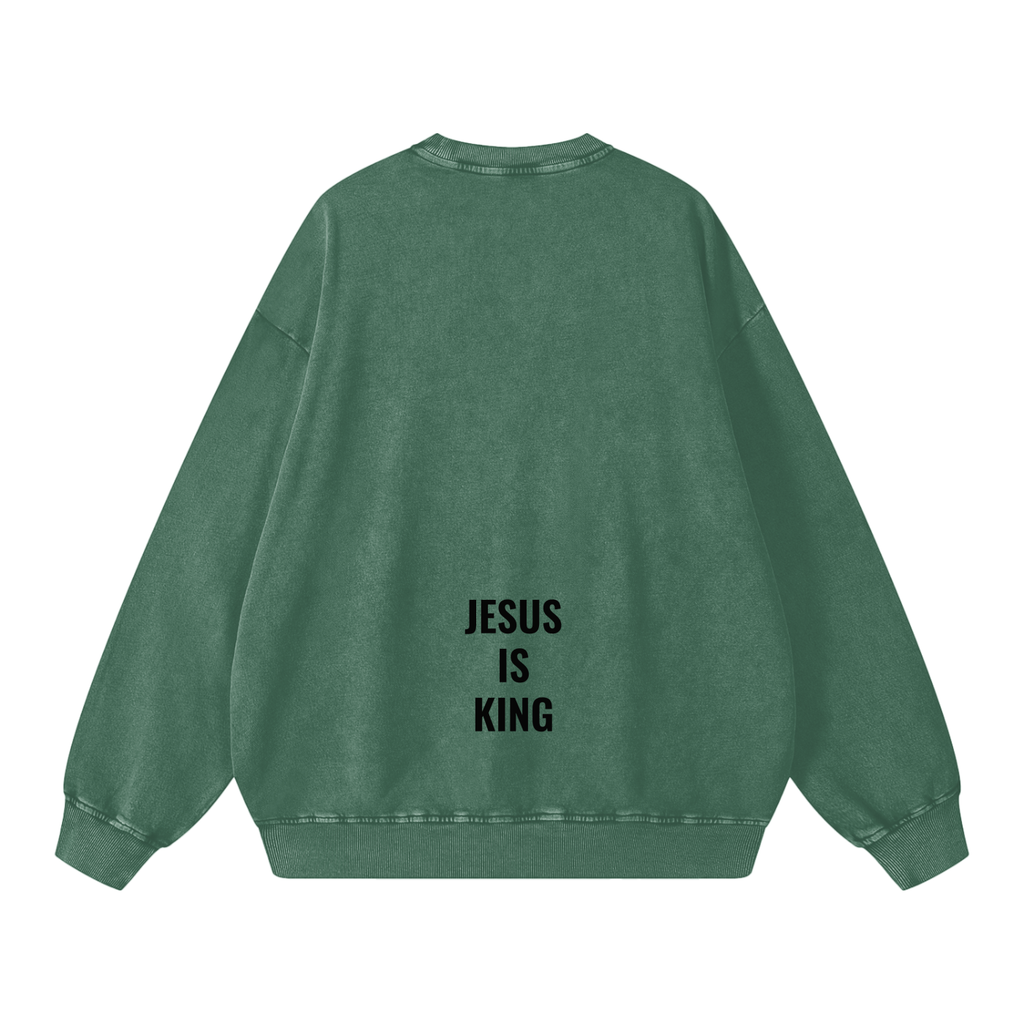 Snow Washed Oversized Sweatshirt- BYST X JESUS IS KING
