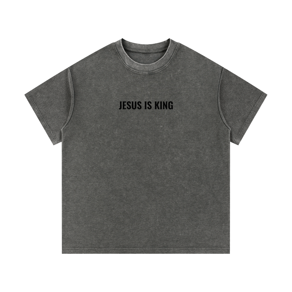 Mineral Washed Waffle Knit Tee- BYST X JESUS IS KING