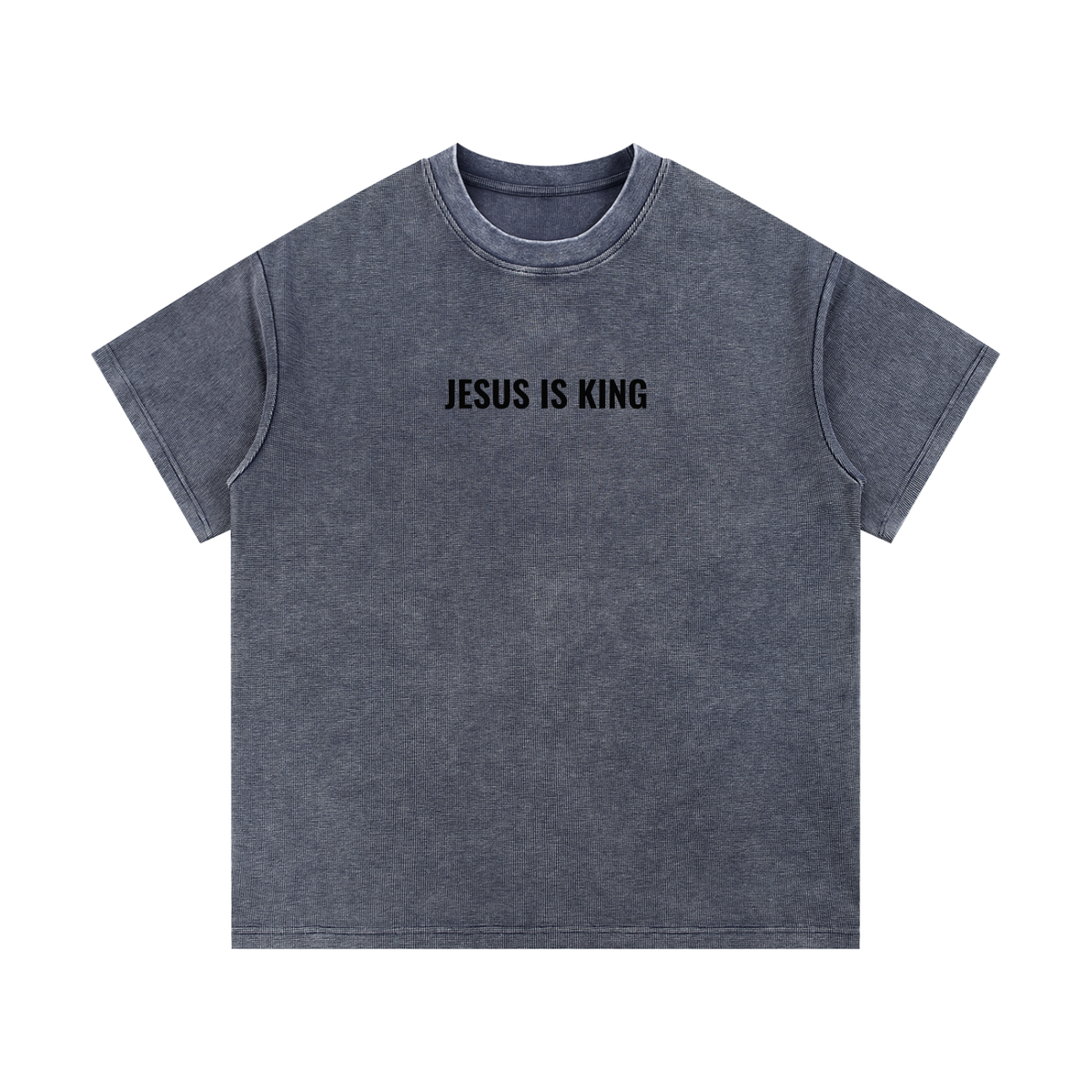 Mineral Washed Waffle Knit Tee- BYST X JESUS IS KING