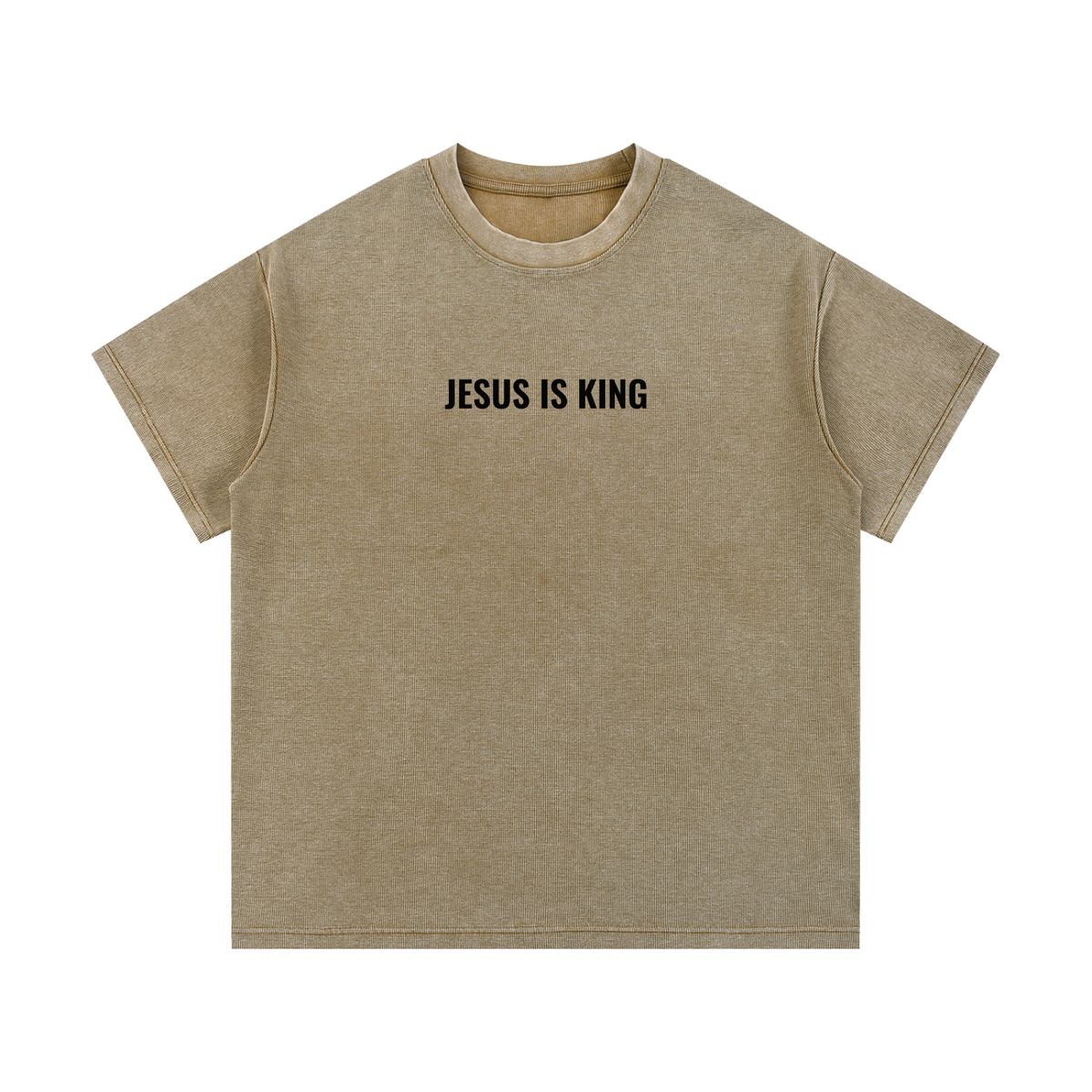 Mineral Washed Waffle Knit Tee- BYST X JESUS IS KING