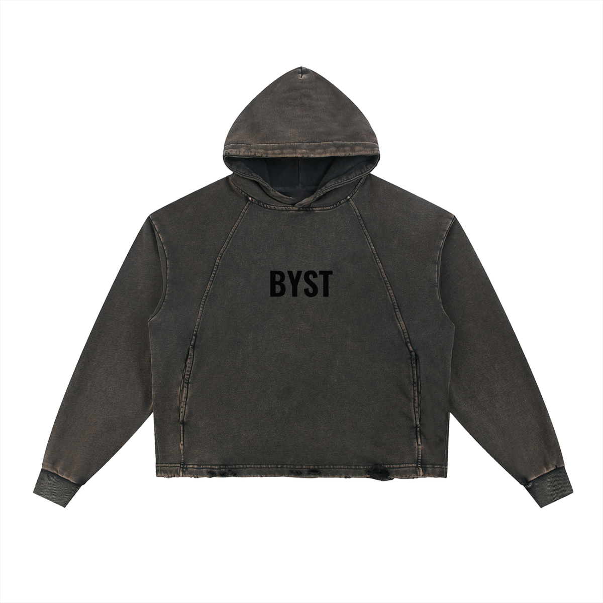 Vintage Washed Frayed-Hem Hoodie- BYST X JESUS IS KING