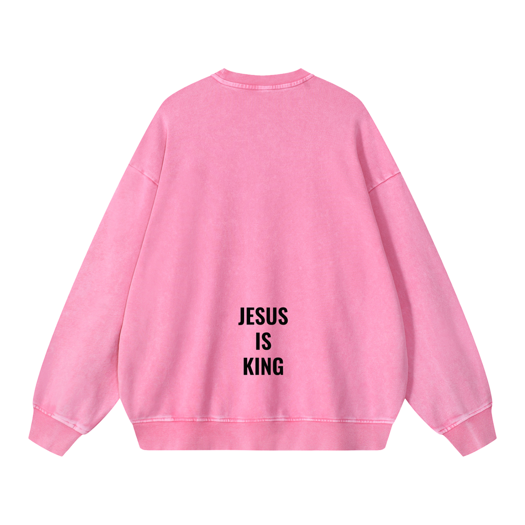 Snow Washed Oversized Sweatshirt- BYST X JESUS IS KING