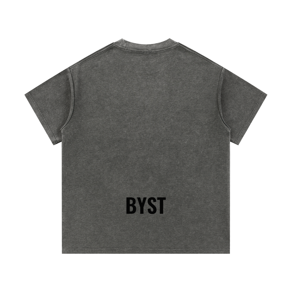 Mineral Washed Waffle Knit Tee- BYST X JESUS IS KING