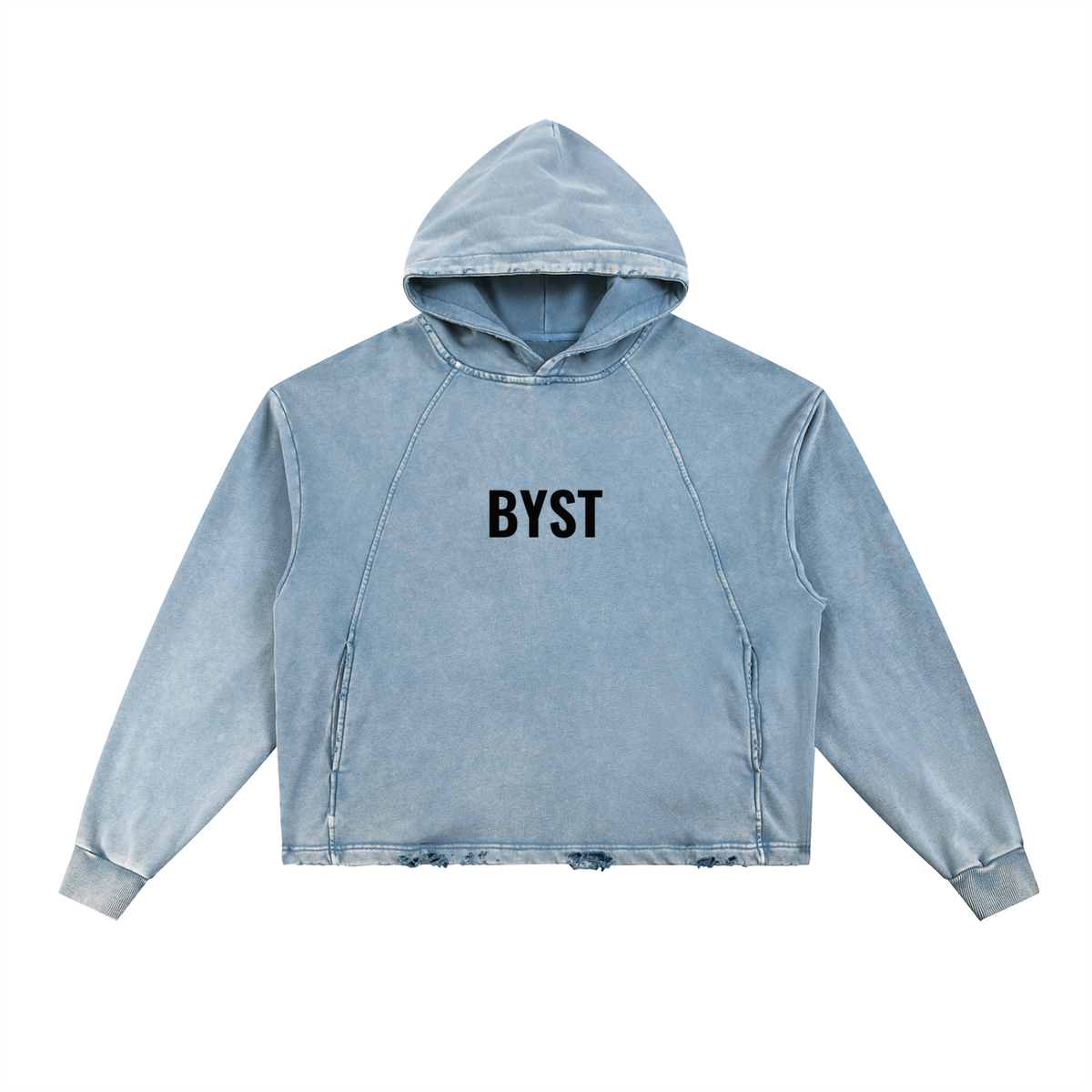 Vintage Washed Frayed-Hem Hoodie- BYST X JESUS IS KING