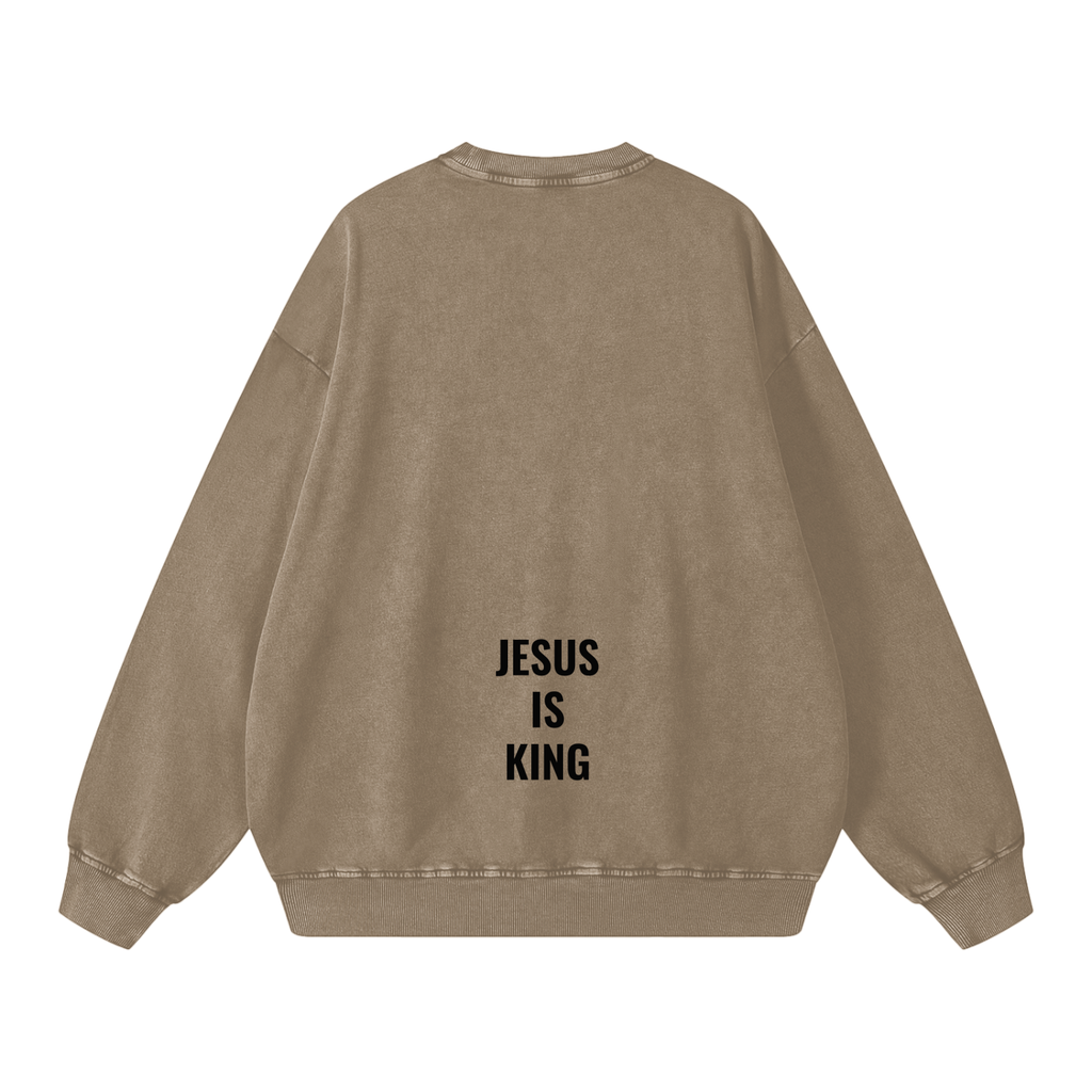 Snow Washed Oversized Sweatshirt- BYST X JESUS IS KING