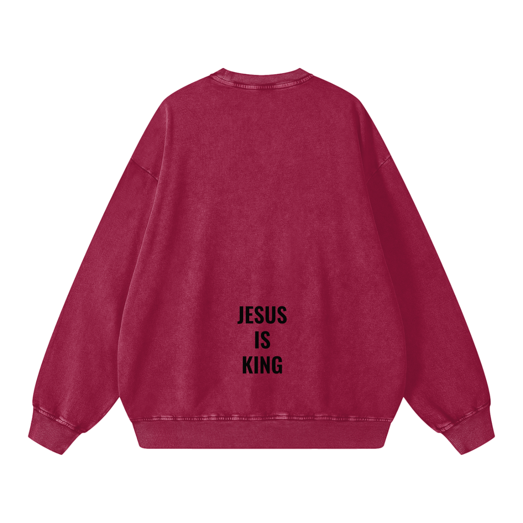 Snow Washed Oversized Sweatshirt- BYST X JESUS IS KING