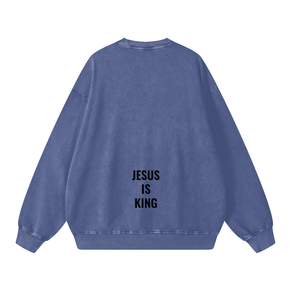 Snow Washed Oversized Sweatshirt- BYST X JESUS IS KING