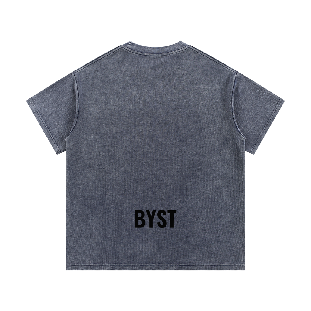 Mineral Washed Waffle Knit Tee- BYST X JESUS IS KING