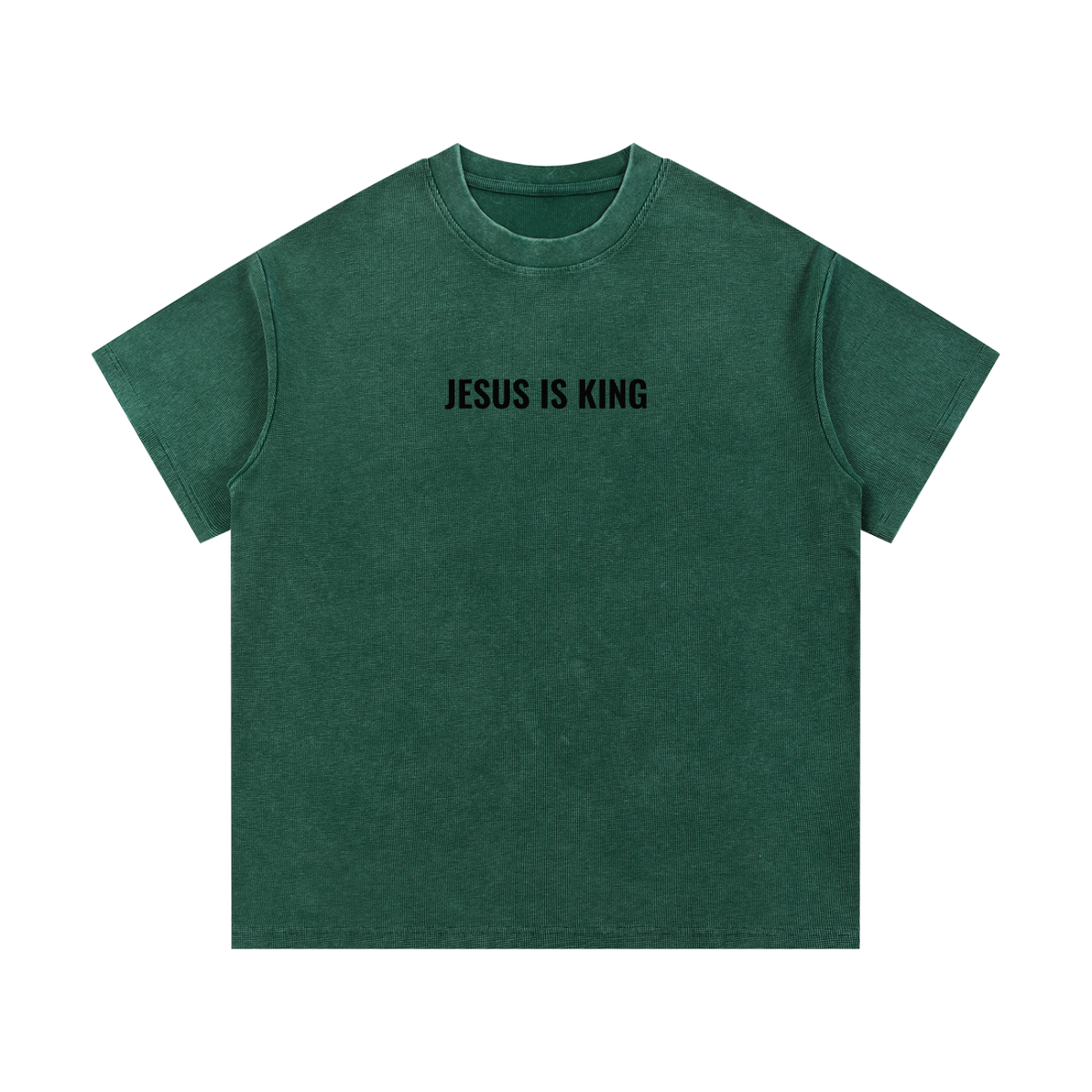 Mineral Washed Waffle Knit Tee- BYST X JESUS IS KING