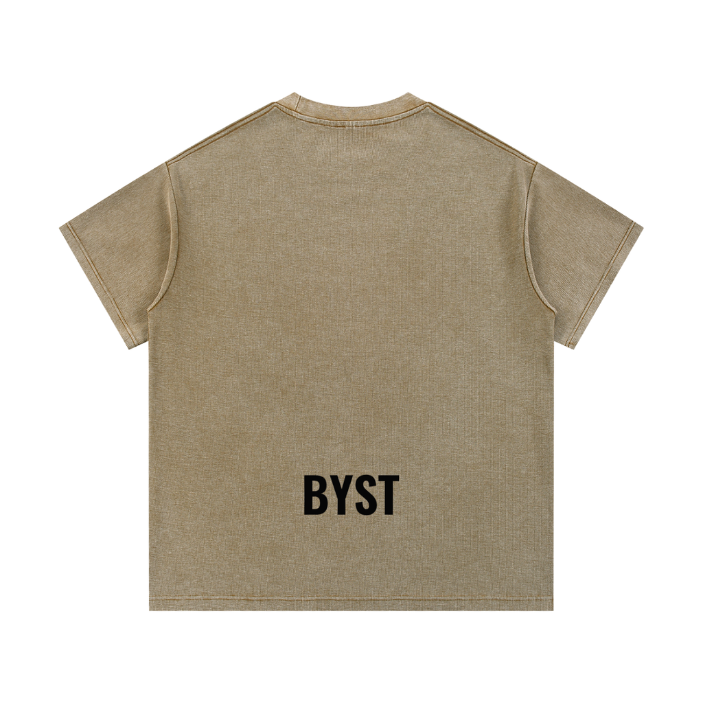 Mineral Washed Waffle Knit Tee- BYST X JESUS IS KING