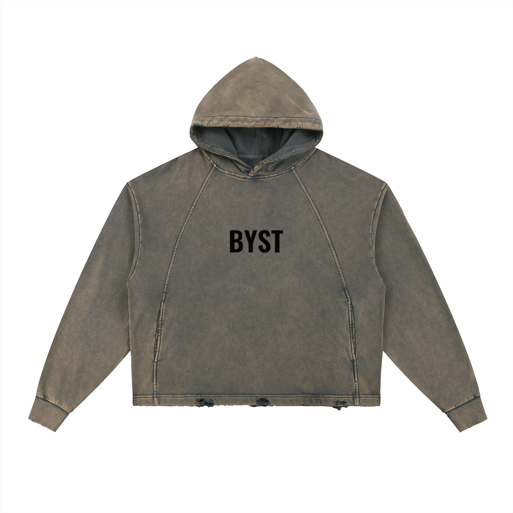 Vintage Washed Frayed-Hem Hoodie- BYST X JESUS IS KING