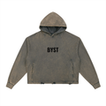 Vintage Washed Frayed-Hem Hoodie- BYST X JESUS IS KING