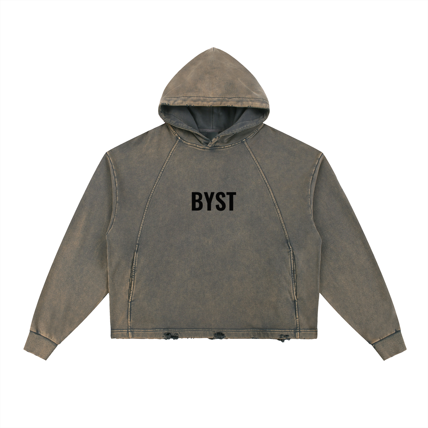 Vintage Washed Frayed-Hem Hoodie- BYST X JESUS IS KING