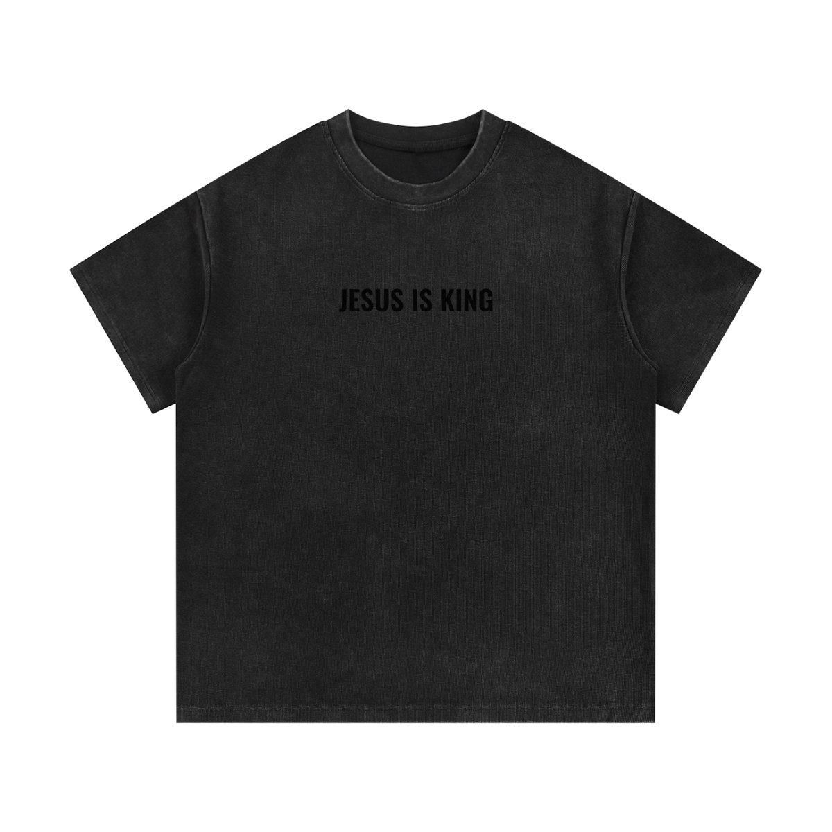 Mineral Washed Waffle Knit Tee- BYST X JESUS IS KING