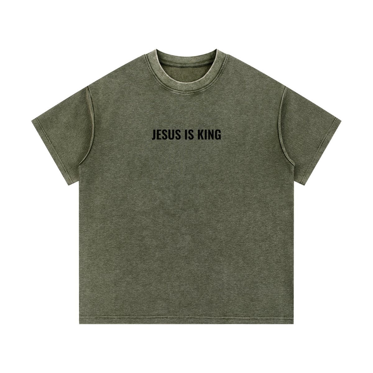 Mineral Washed Waffle Knit Tee- BYST X JESUS IS KING